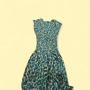 Elegant Green Leopard Print Dress